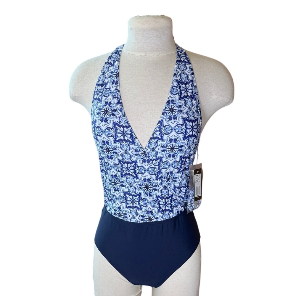Nine West One Piece Halter Swimsuit Women's Medium